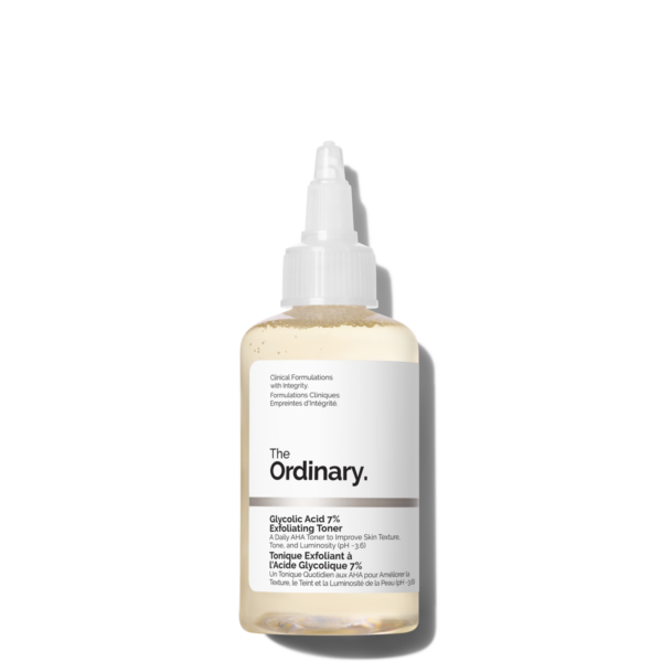 Bottle of Glycolic Acid 7% Exfoliating Toner for skin brightening and texture refinement