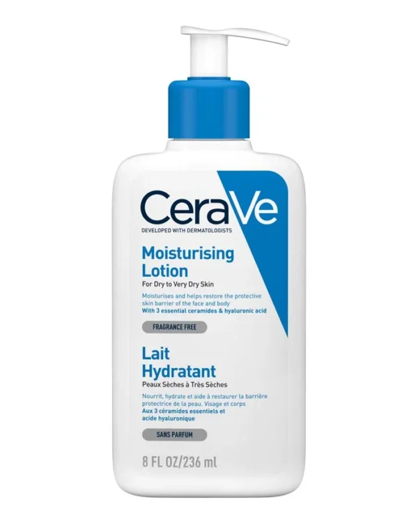 A bottle of Moisturising Lotion, designed to hydrate and nourish the skin with glycerin and aloe vera for a smooth, non-greasy finish