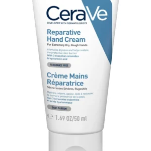 A tube of Reparative Hand Cream, designed to restore moisture and repair dry, cracked hands with shea butter and glycerin